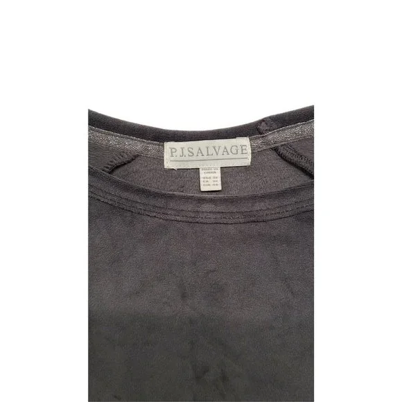 PJ Salvage Lounge plus size 3x Grey Oh My Velour Top Ribbed Cuff sleepwe… - Picture 4 of 7